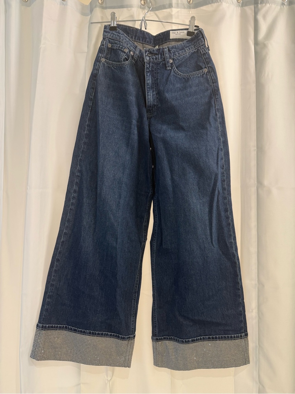 rag & bone Jewel Cuff Wide-Leg High-Rise Jeans - Picture 2 of 5